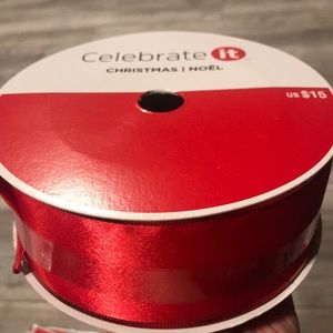 Celebrate it Red Shiny Christmas Wired Ribbon